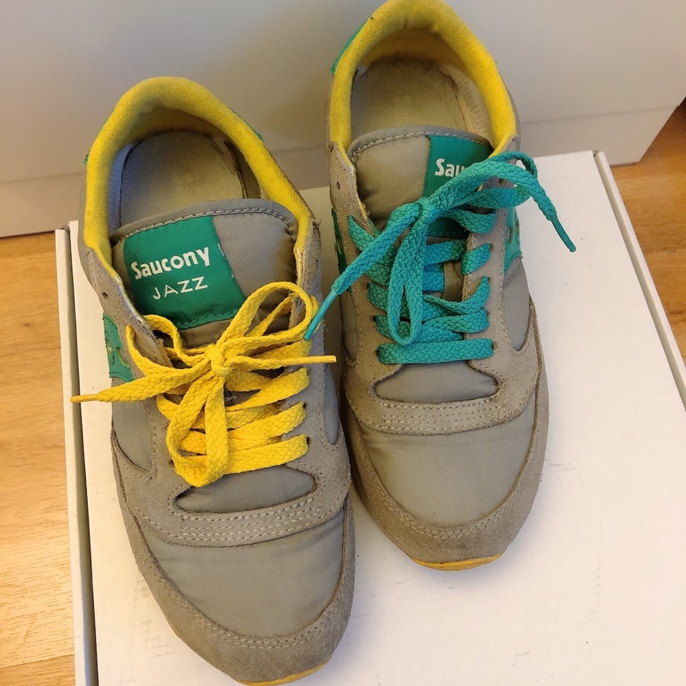 Saucony JAZZ sneaker Gary/Yellow/Green 7.5